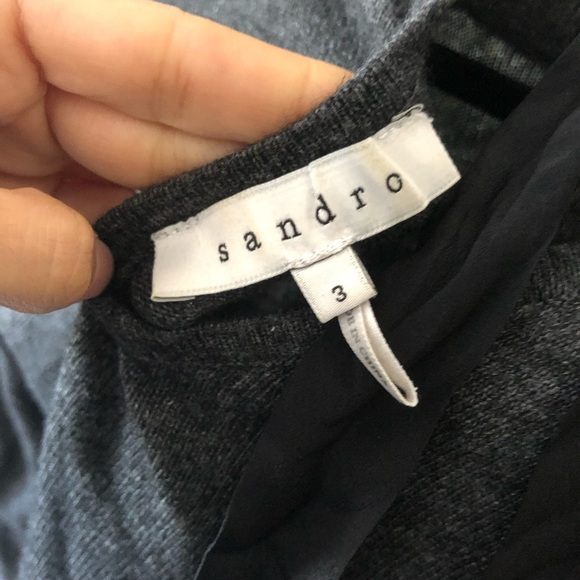 SANDRO Lambswool-Blended Tie Back Gray Sweater Size 3 - Picture 7 of 11